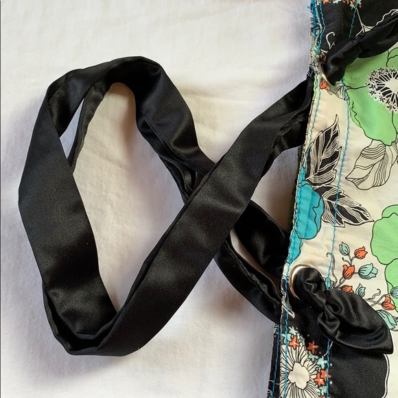 🚮 Old navy floral tote bag poppies ribbon handles - Picture 8 of 8